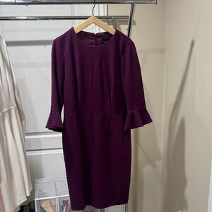 Donna Morgan Rich Purple Long Sleeve Dress